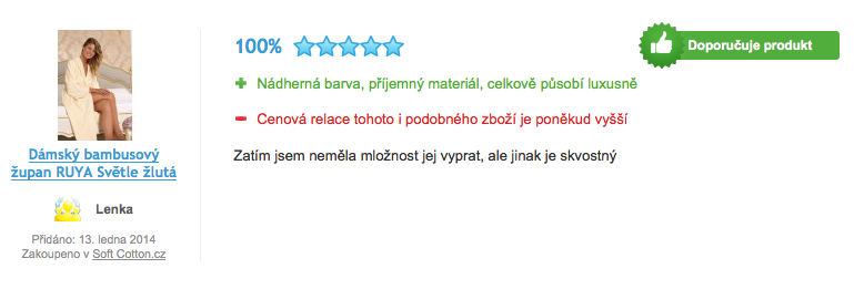 Recenze dámského županu RUYA Recenze dámského županu RUYA