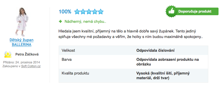 Recenze dívčího županu BALLERINA Recenze dívčího županu BALLERINA