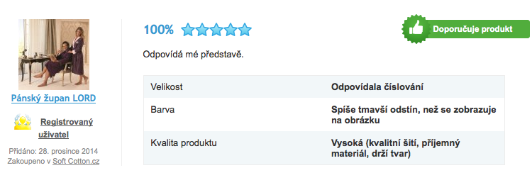 Recenze pánského županu LORD Recenze pánského županu LORD