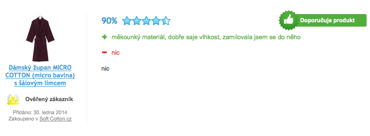 Recenze županu MICRO COTTON Recenze županu MICRO COTTON